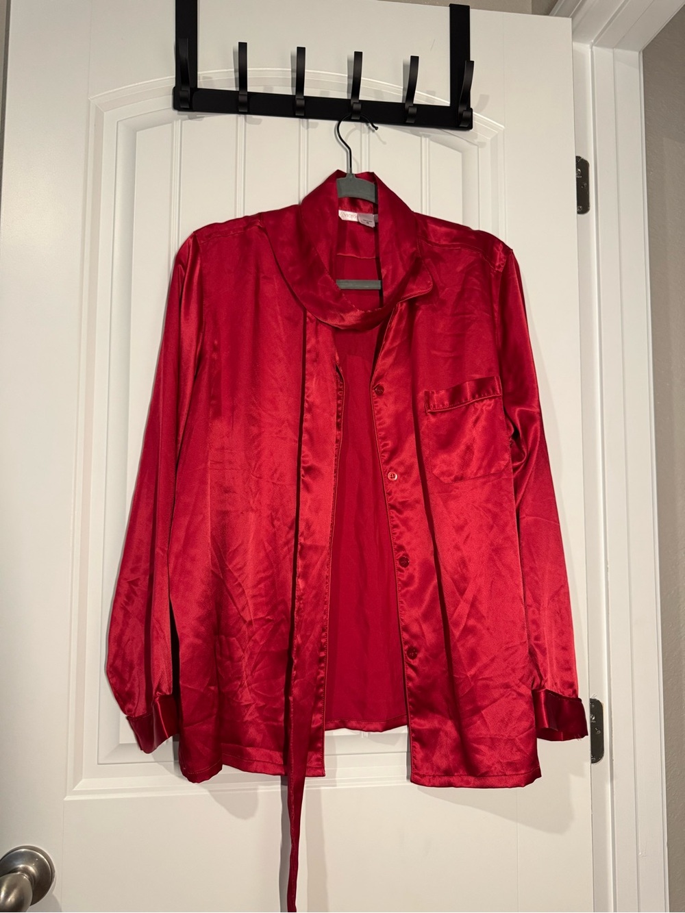 Victoria's Secret Red Satin Button-Down Sleep Shirt